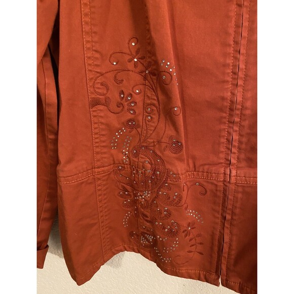 CHICO'S 2 (L) Full Zip Jacket 2 Boho Embroidery, 100% Cotton, Art To Wear F1 10 - Picture 4 of 12